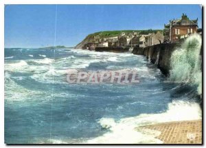 Modern Postcard Arromanches Calvados effect of waves and the sea wall