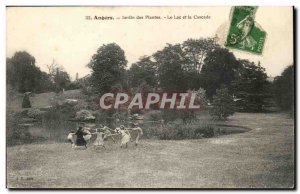 Angers Old Postcard Lake botanical garden and waterfall