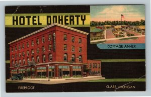 Clare MI-Michigan, Hotel Doherty, Cottage Annex Vintage Linen Postcard 