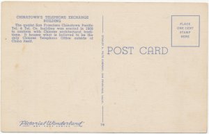 Chinese Telephone Exchange Chinatown San Francisco Calif Unused Linen Postcard