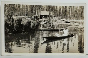 Mexico Xochimilco Floating Gardens Girl Selling Flowers 1939 Photo Postcard O12