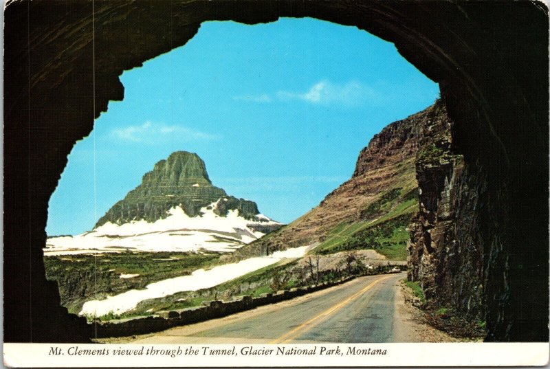 Mt Clements through Tunnel Glacier National Park Montana Postcard UNP Chrome