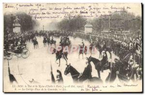 Old Postcard The King And Queen d & # 39Italie In Paris The Cortege Place De ...