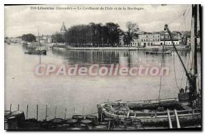 Old Postcard Libourne The Confluence Of I'Isle And The Dordogne