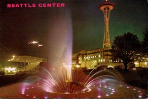 Washington Seattle Center International Fountain At Night