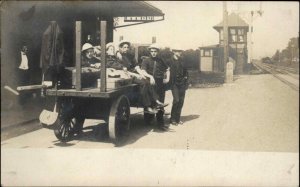 Train Stop Station New York Mile Marker 226 Unidentified Real Photo Postcard