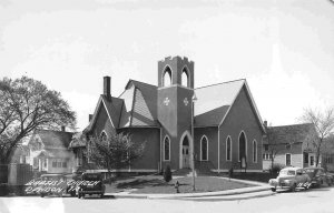 Baptist Church Cars Denison Iowa 1950s RPPC Real Photo postcard