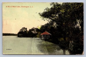 K6/ Patchogue Long Island New York Postcard c1910 Bit of West Lake Pavilion 26
