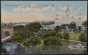 Hartford, CT - Bushnell Park, Memorial Arch, State Capitol and Corning Fountain