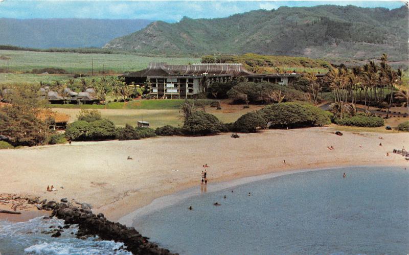 Kauai Hawaii~Kauai Resort Hotel Bird's Eye View~Beach-Mountains~1960s Pc