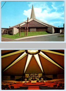 2 Postcards ROCHESTER, NY ~ Interior/Exterior ANNUNCIATION CATHOLIC CHURCH 1968