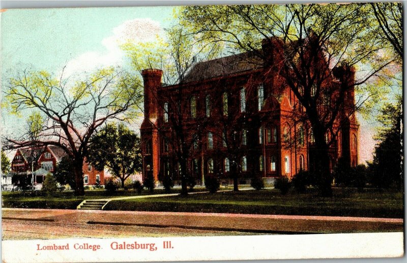 Building on Lombard College Campus, Galesburg IL Vintage Postcard W31