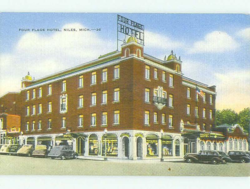 Unused Linen SHOPS ON STREET & FOUR FLAGS HOTEL Niles Michigan MI hr7221