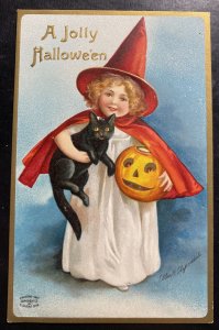 Mint USA Picture Postcard Witch A Jolly Halloween