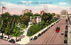 Lincoln Park Civic Center Long Beach California CA Postcard PM Cancel WOB Note 