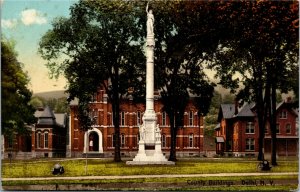 Postcard NY Delhi County Buildings Soldiers' Monument Cannons C.1910 M27