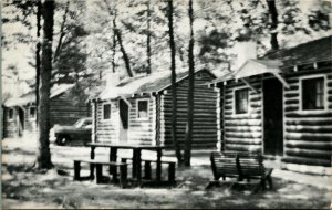 Sun-Ray Cabins Whitehall Michigan MI US 31 UNP Vtg Chrome B & W Postcard