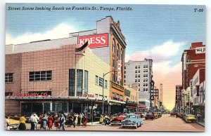 1950s TAMPA FL FRANKLIN STREET KRESS JJ NEWBERRY DEPARTMENT STORE POSTCARD P2718