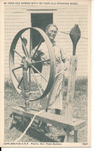 CANADA Cape Breton Highlandds National Park NS, Old Woman w Spinning Wheel 1930s