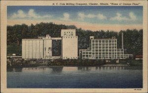 Chester Illinois IL HC Cole Milling Co Factory c1930s-40s Linen Postcard