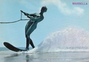 Marbella Marble Surfing Surfer Statue Spanish Postcard