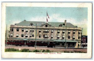 c1905 Exterior View Terminal Depot Building Spokane Washington Unposted Postcard