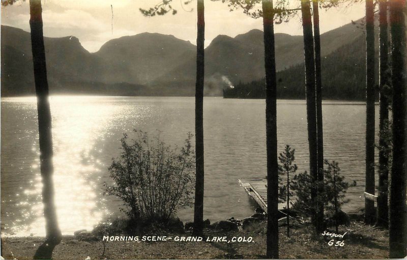 RPPC Postcard Sanborn G-56 Morning Scene, Grand Lake CO Boat Dock Unposted