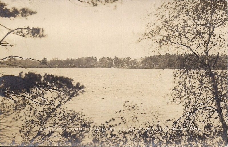 RPPC Pembroke MA, Furnace Pond, 1920-45, Lake Scene, Trees, Defender Photo