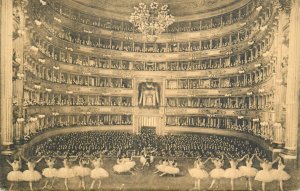 Scala theater Milan Italy ballerinas stage vintage postcard