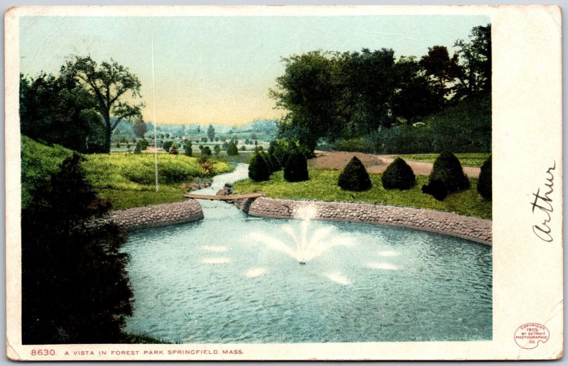 1907 A Vista In Forest Park Springfield Massachusetts Landscape Posted Postcard