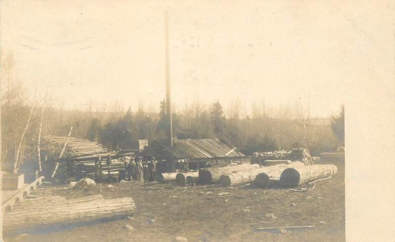 Postcard RPPC 1910 Connecticut Riverton Logging lumber 23-1013