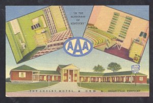 SHELBYVILLE KENTUCKY THE SHELBY MOTEL INTERIOR LINEN ADVERTISING POSTCARD