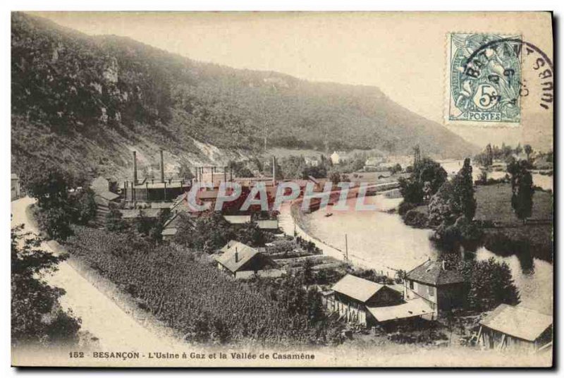 Old Postcard Besancon The plant has gas and Vallee Casamene