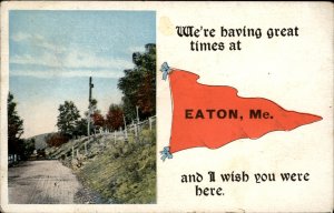 Eaton Maine ME Pennant Greeting 1900s-20s Vintage Postcard