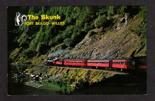 CA Skunk Train Railroad FORT BRAGG WILLITS California Postcard