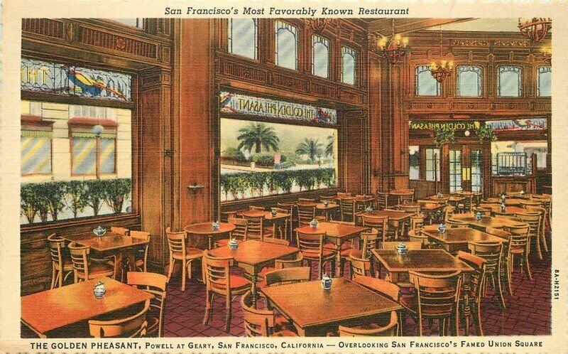 Golden Pheasant Restaurant Santa Francisco California 1930s Postcard Teich 8713