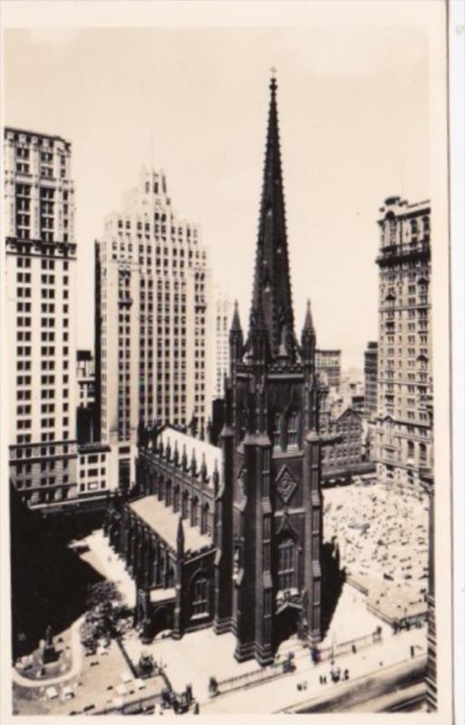 New York City Trinity Church At Broadway and Wall Street Real Photo