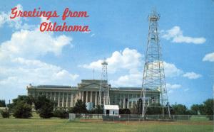 Greetings from Oklahoma City - Capitol surrounded by Oil Wells