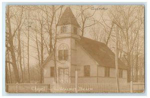 1908 Chapel Walnut Beach Waterbury Ave. Sign Milford CT RPPC Photo Postcard