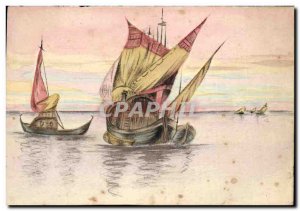 Old Postcard Fancy (drawing hand) Boats
