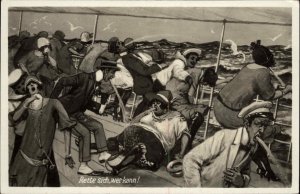 Arthur Thiele Seasick Ship Passengers Vomit Real Photo Postcard in Art