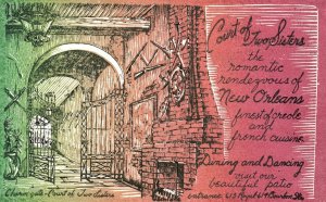 Vintage Postcard Charm Gate Court of Two Sisters Romantic New Orleans Louisiana