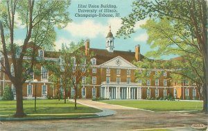 Champaign-Urbana Illini Union Bldg Univ of Illinois 1952 Linen Postcard Used