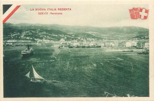 La nuova Italia redenta Trieste harbour ships boat panorama