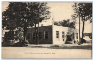 c1950's United States Post Office Building Rochester Michigan Vintage Postcard