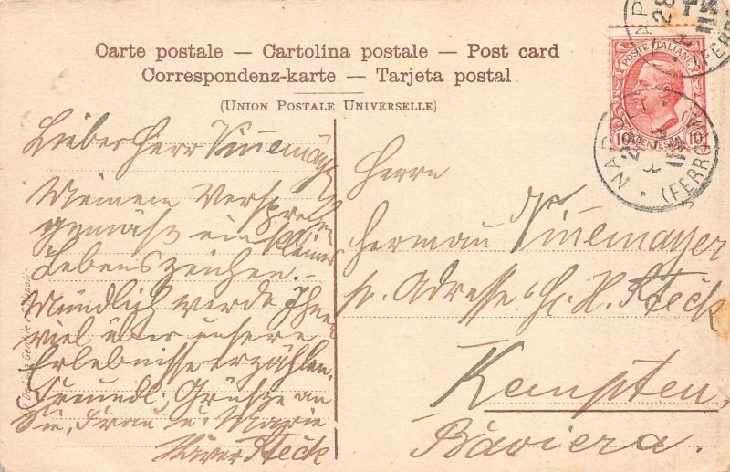 L063 Italy 1911 Neaple Harbor boats ships vintage postcard