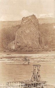 RPPC CASTLE ROCK COLUMBIA RIVER OREGON REAL PHOTO POSTCARD (c. 1930s)