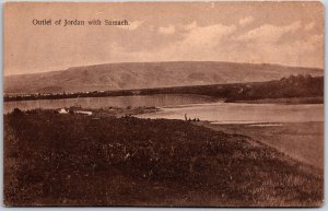 Outlet Of Jordan With Samach Lake and Mountains Postcard