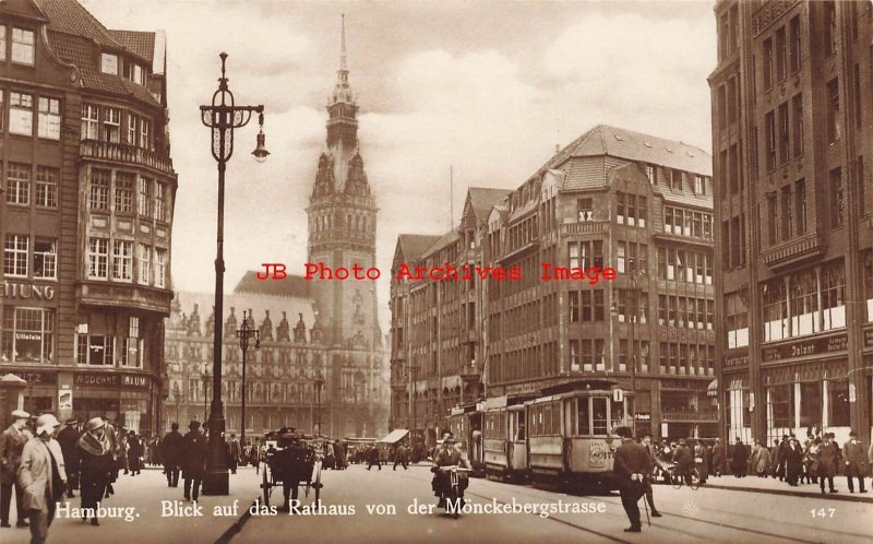 Germany, Hamburg, RPPC, Rathaus Von Der Monckebergstrasse, Photo No 147