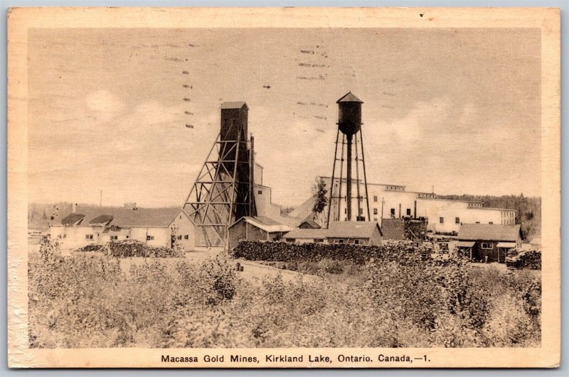 Postcard Kirkland Lake Ontario 1937 Macassa Gold Mines Timiskaming District PECO